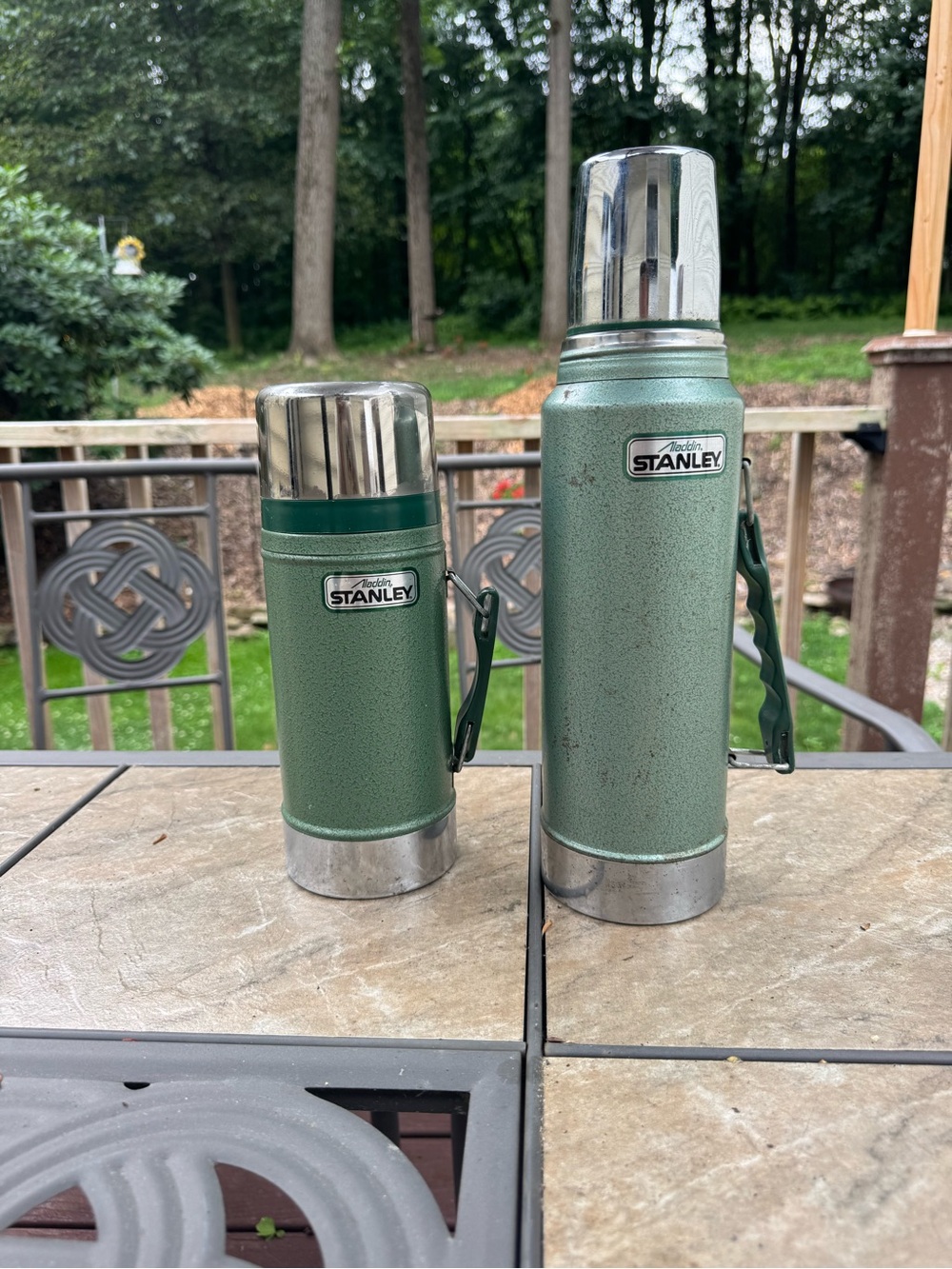 2 Classic Vintage Stanley Vaccum Thermos Quart A-944DH,Wide Mouth 24oz A-1350B